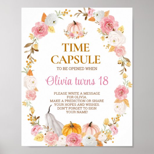 Herfst Pompoen Meisje Verjaardagsfeest Tijd Capsul Poster (Voorkant)