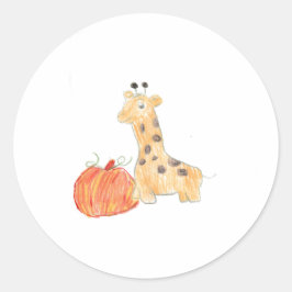 Herfst Pompoen met Giraffe Ronde Sticker