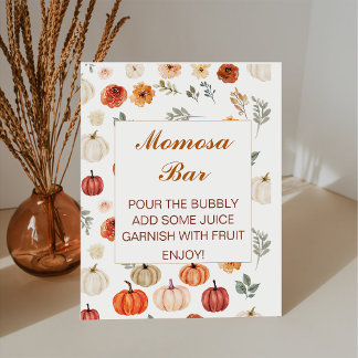 Herfst Pompoen Momosa Bar Baai Douche Voetstuk Tek Reclamebord Met Voetstuk