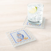 Herfst pompoen | Monogram gemberpot Glazen Onderzetter (Schuin)