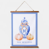 Herfst pompoen | Monogram gemberpot Hangend Wandkleed (Voorkant)