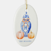 Herfst pompoen | Monogram gemberpot Keramisch Ornament (Rechts)