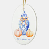 Herfst pompoen | Monogram gemberpot Keramisch Ornament (Links)