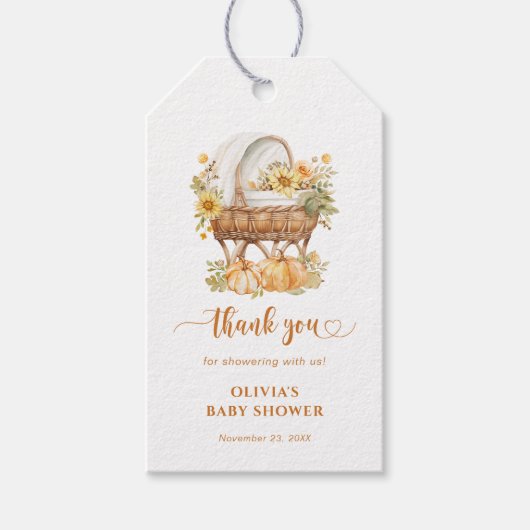 Herfst Pompoen Neutraal Baby shower Dank u Cadeaulabel (Voorkant)