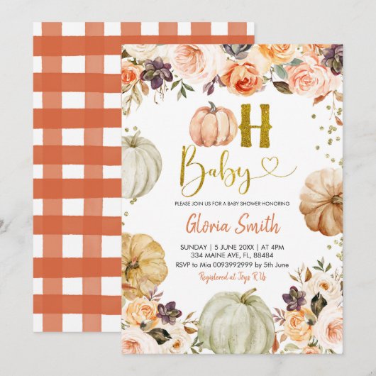 Herfst Pompoen Oh Baby Baby Shower Uitnodiging (Voorkant / Achterkant)