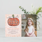 Herfst Pompoen Ons Kleine Is Twee Foto Kaart (Staand voorkant)