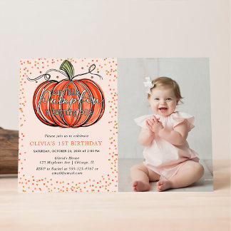 Herfst Pompoen Onze Kleine Is Eén Foto Kaart