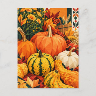 Herfst Pompoen Oogst Geometrische Ansichtkaart Feestdagenkaart
