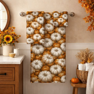 Herfst Pompoen Oogst Patroon Rustieke Herfst Bad Handdoek