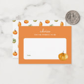 Herfst Pompoen Oranje Baby shower Ouderschap Advie Notitiekaartje (Voorkant / Achterkant in situ)