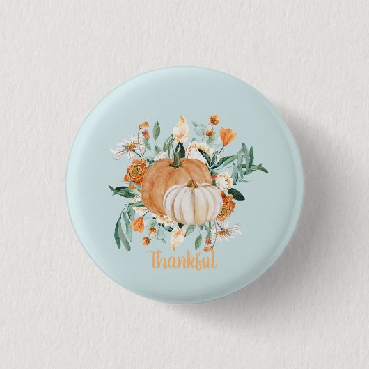 Herfst pompoen partij blauw Baby shower, Ronde Button 3,2 Cm (Voorkant)
