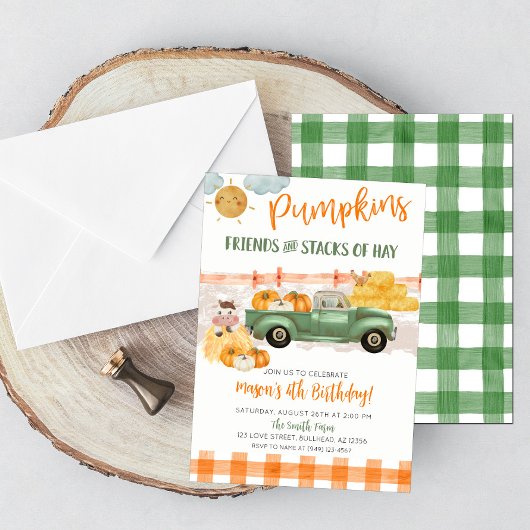 Herfst Pompoen Patch Oude  Vrachtwagen Verjaardag Kaart