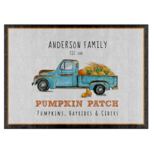 Herfst pompoen Patch Retro truck gepersonaliseer Snijplank