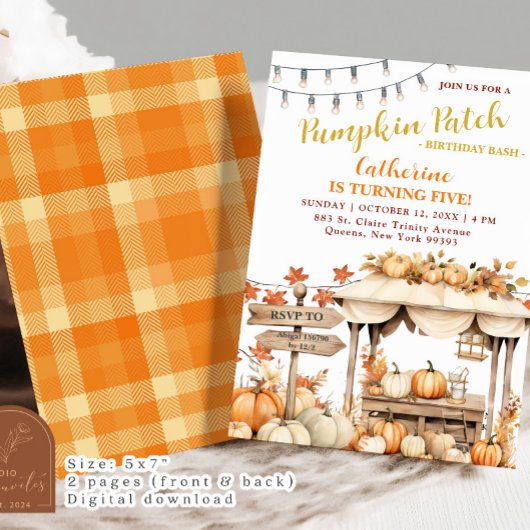 Herfst pompoen patch verjaardag Bash Kaart