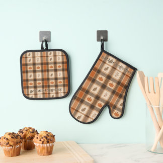 Herfst Pompoen Plaid Ovenwant & Pannenlap Set