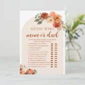 Herfst pompoen raden wie mam of pap Baby shower sp Kaart (Staand voorkant)