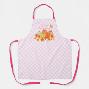 Herfst Pompoen Roze Gingham Schort
