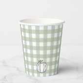 Herfst Pompoen Sage Green Gingham Papieren Bekers (Achterkant)