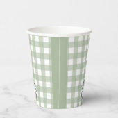 Herfst Pompoen Sage Green Gingham Papieren Bekers (Rechts)