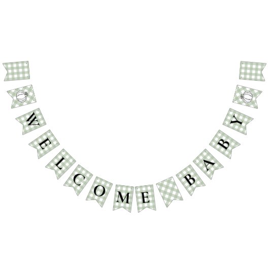 Herfst Pompoen Sage Groen Gingham Baby shower Vlaggetjes (Alle)
