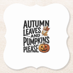 Herfst Pompoen Shirt Met Bladeren En Halloween Sfe Kartonnen Onderzetters
