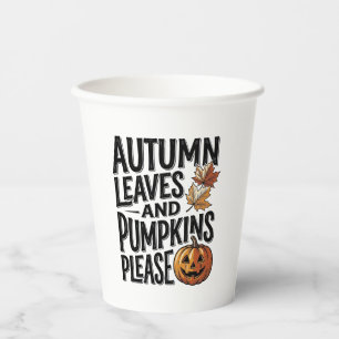 Herfst Pompoen Shirt Met Bladeren En Halloween Sfe Papieren Bekers