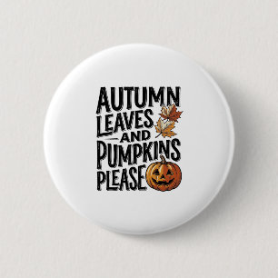 Herfst Pompoen Shirt Met Bladeren En Halloween Sfe Ronde Button 5,7 Cm