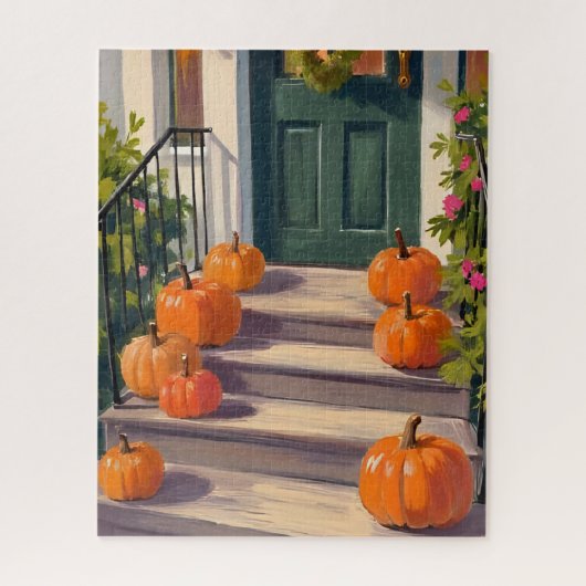 Herfst Pompoen Stoep | Herfst Schilderij Legpuzzel (Verticaal)
