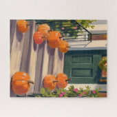 Herfst Pompoen Stoep | Herfst Schilderij Legpuzzel (Horizontaal)