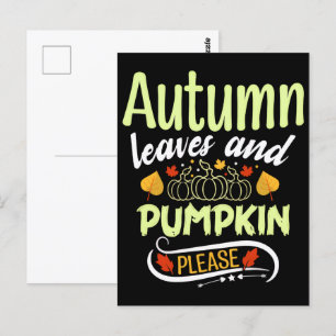 Herfst Pompoen T-shirt, Herfst Herfst Shirt, 2025 Briefkaart