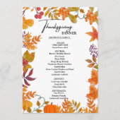 Herfst Pompoen Thanksgiving Diner Menu (Voorkant)