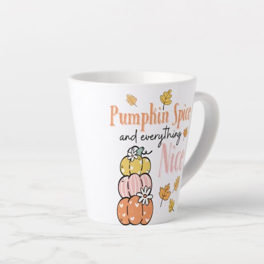 Herfst/pompoen Theme Latte Mok (Rechterhoek)