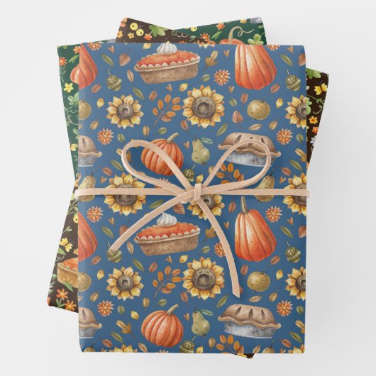 Herfst Pompoen Tuin Bloemen Inpakpapier Vel (In situ)