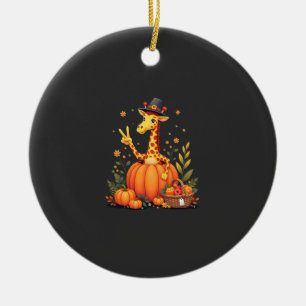 Herfst Pompoen Val Giraffe Thanksgiving Dames Keramisch Ornament
