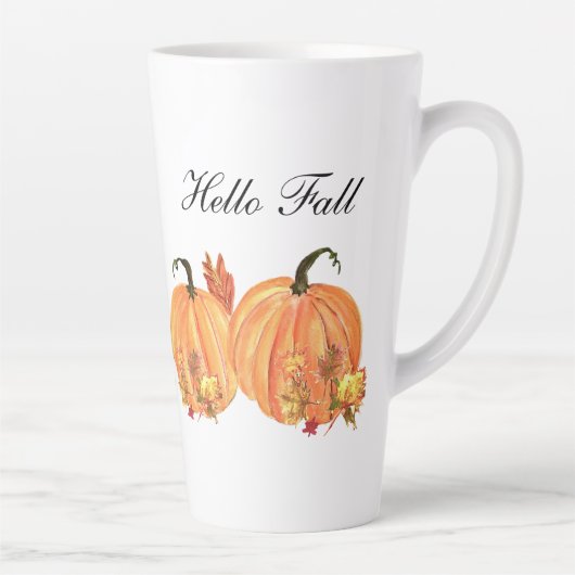 Herfst pompoen Waterverf herfstbladeren Latte Mok (Rechts)