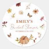 Herfst Pompoen Wilde Bloem Bruiloft Feest Ronde Sticker (Voorkant)