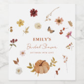 Herfst Pompoen Wilde Bloem Bruiloft Feest Wijn Etiket (Enkel label)