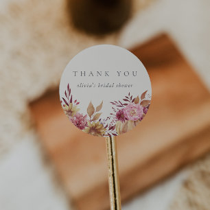 Herfst Pompoen & Wilde Bloemen Bruidsdouche Ronde Sticker