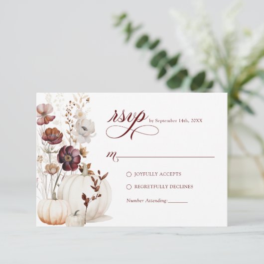 Herfst Pompoen Wildflower Wedding RSVP (Staand voorkant)