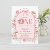 Herfst Pompoen Wit en Roze Onederful 1e Verjaardag Kaart (Staand voorkant)