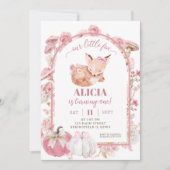 Herfst Pompoen Wit en Roze Vos Meisje Verjaardag Kaart (Voorkant)