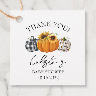 Herfst Pompoen & Zonnebloem Baby Shower Bedankt Bedankjes Labels