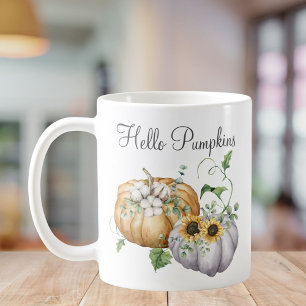 Herfst Pompoen Zonnebloem en Katoenbloemen Koffiemok