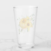 Herfst pompoen, zonnebloemen en groen glas (Achterkant)