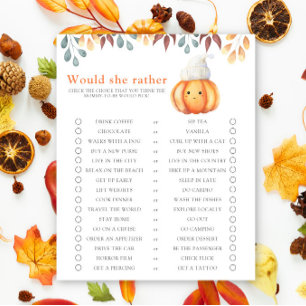 Herfst pompoen / Zou ze liever Baby shower spel