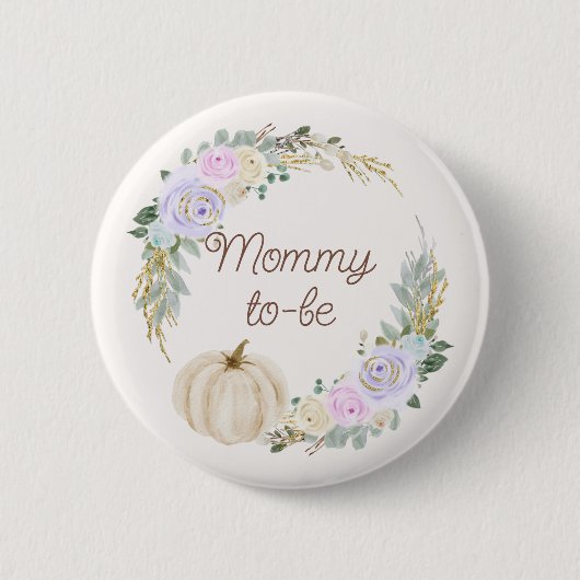 Herfst pompoenBaby shower Ronde Button 5,7 Cm (Voorkant)