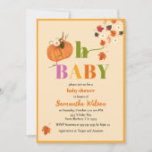 Herfst Pompoenbloemen Meisje Baby shower Uitnodigi Kaart (Voorkant)