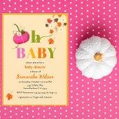 Herfst Pompoenbloemen Meisje Roze Baby shower Kaart