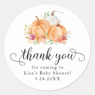 Herfst pompoenen Baby shower dank u Stickers