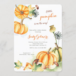 Herfst Pompoenen Baby Shower Uitnodiging